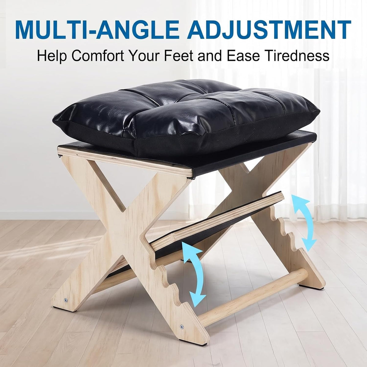 Under Desk Footrest Ergonomic Wooden Foot Stool Foot Rest with 3 Heights