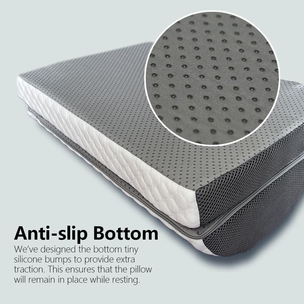 BlissfulNest Foot Rest Pillow for Under Desk at Work Office Footrest High Density Memory Foam Cooling Fabric Height Adjustable Foot Elevation Firm Feet Rest
