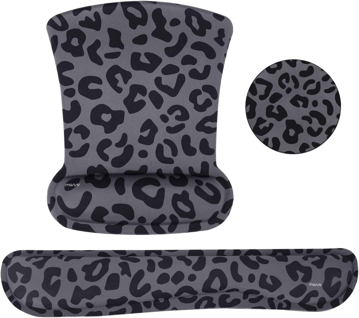 MOSISO Leopard Grain Wrist Rest Support for Mouse Pad&Keyboard Set, Black