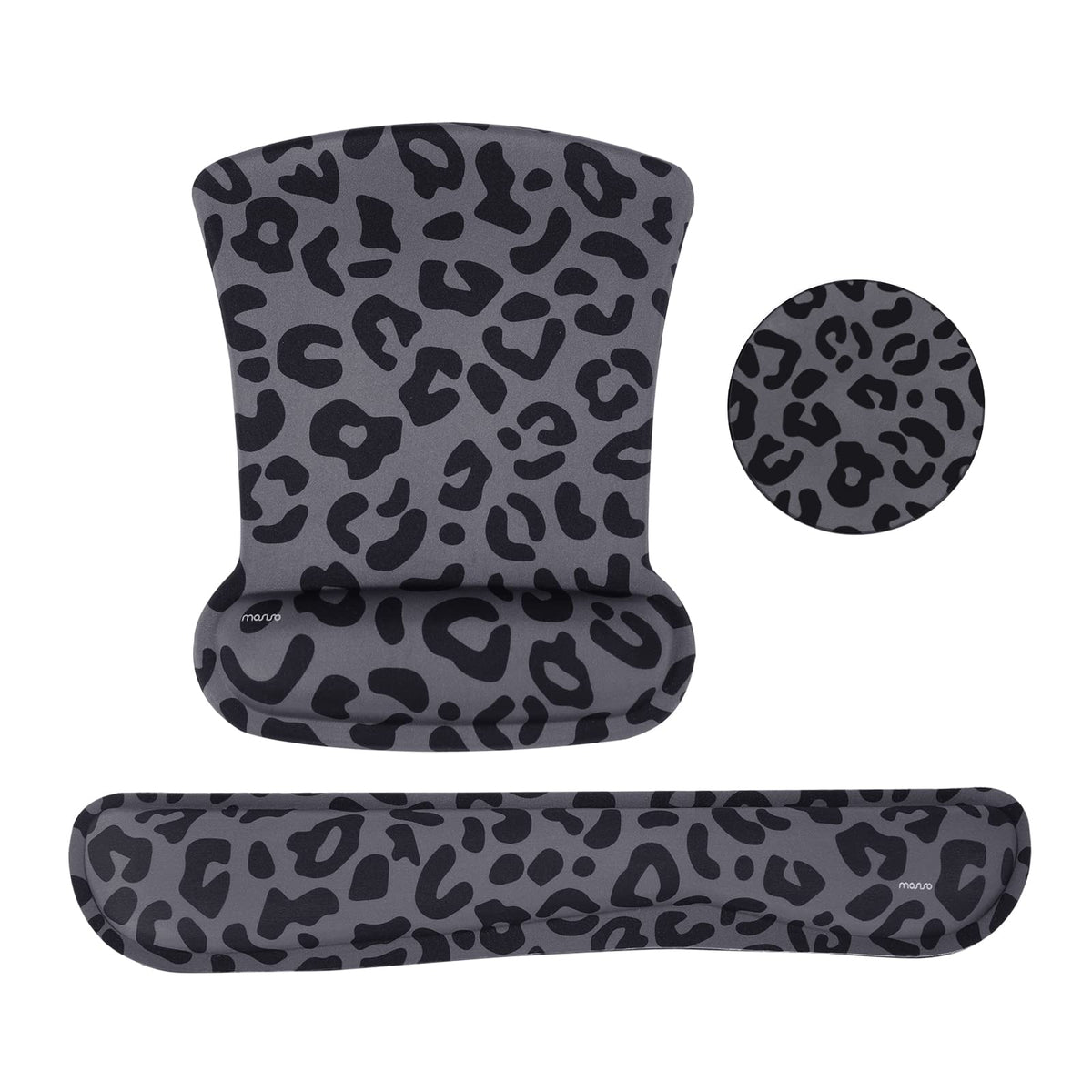 MOSISO Leopard Grain Wrist Rest Support for Mouse Pad&Keyboard Set, Black