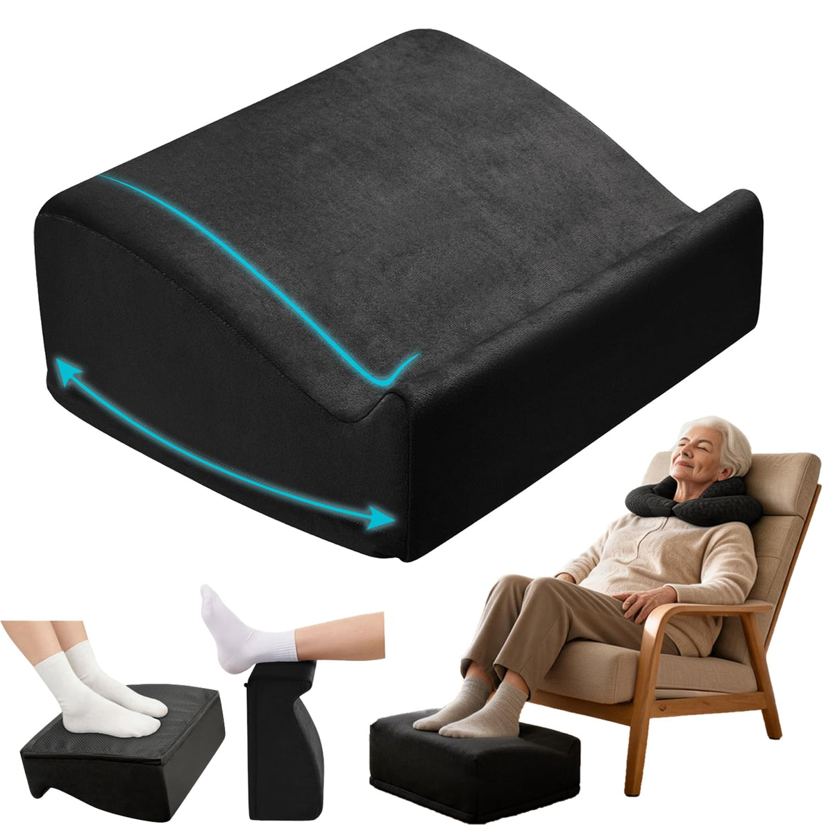 Foot Rest Under Desk with Rocking Base | Gray Velvet