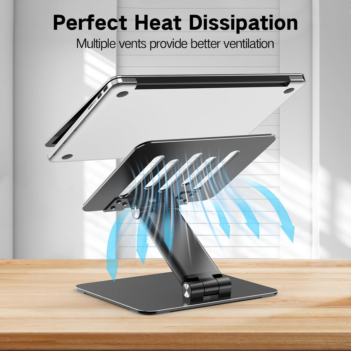 Tonmom Adjustable Laptop Stand for Desk, Metal Foldable Laptop Riser