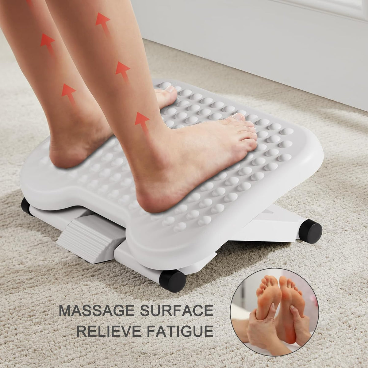 HUANUO Adjustable Foot Rest for Under Desk with 3 Height Position, White