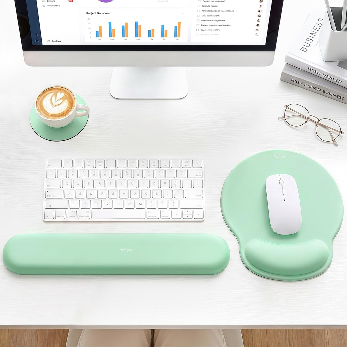 Ergonomic Mouse Pad with Wrist Rest, Mouse Pads for Desk Wrist Support