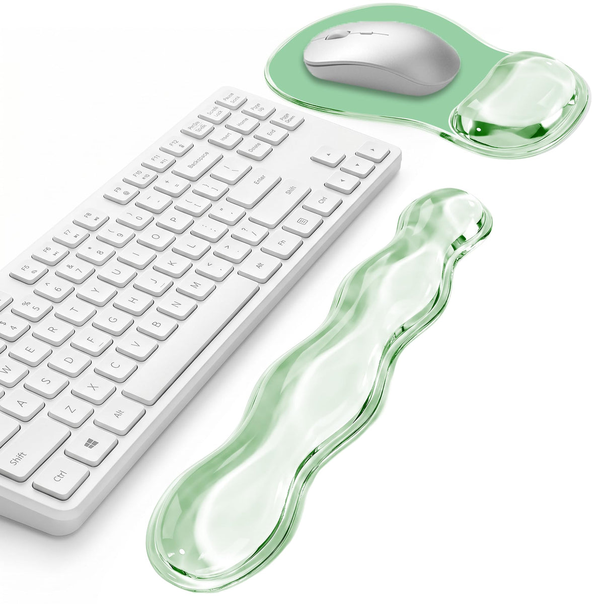 Keyboard Wrist Rest Set — Ergonomic Cloud Gel Wrist Rest Keyboard and Mouse Pad, Non-Slip Desk Accessories for Office and Home（White）