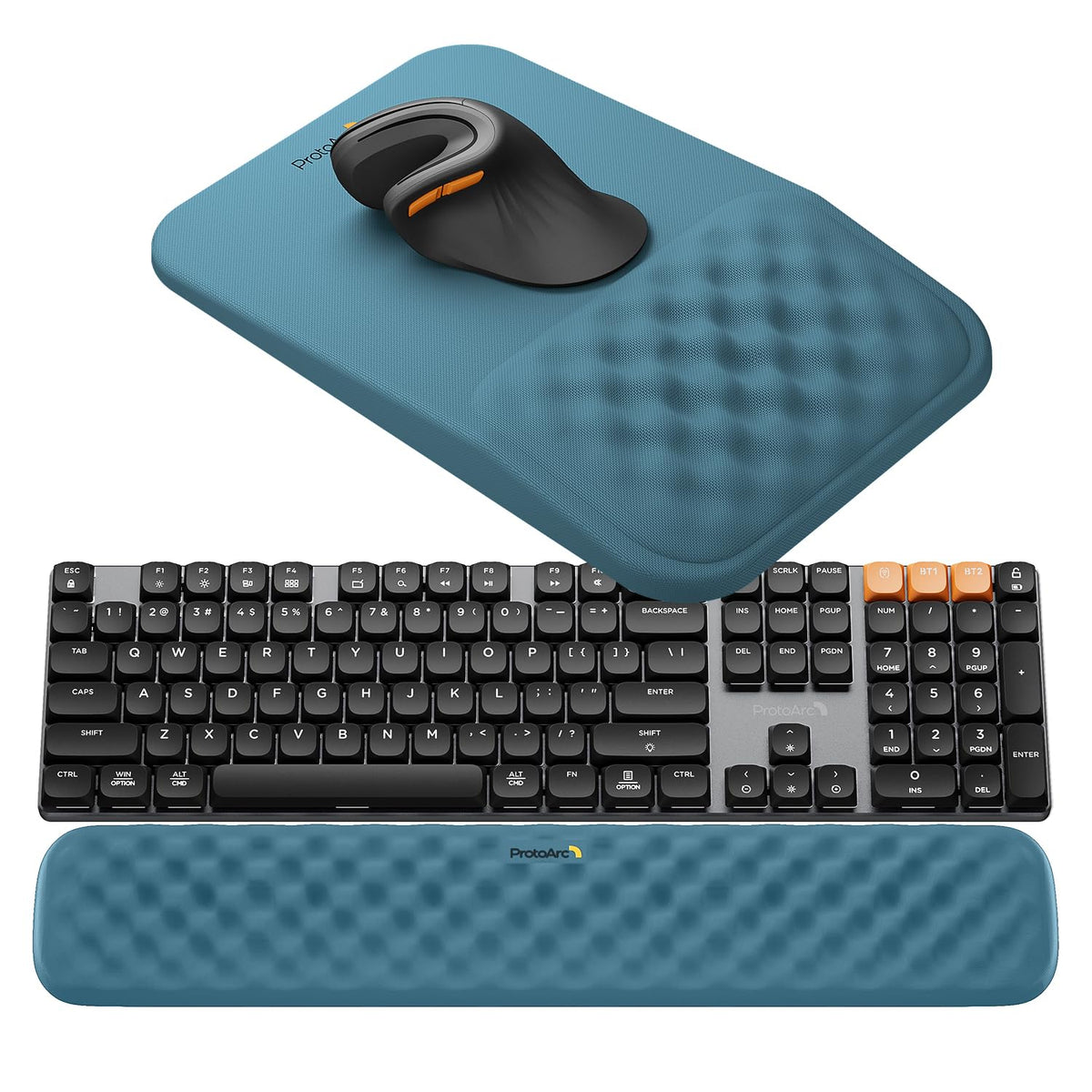 ProtoArc KMP50 Ergonomic Mouse Pad with Wrist Rest, Lycra Surface, Black