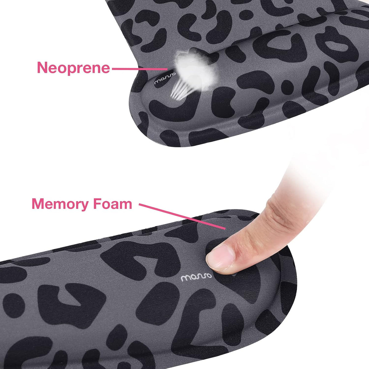 MOSISO Leopard Grain Wrist Rest Support for Mouse Pad&Keyboard Set, Black