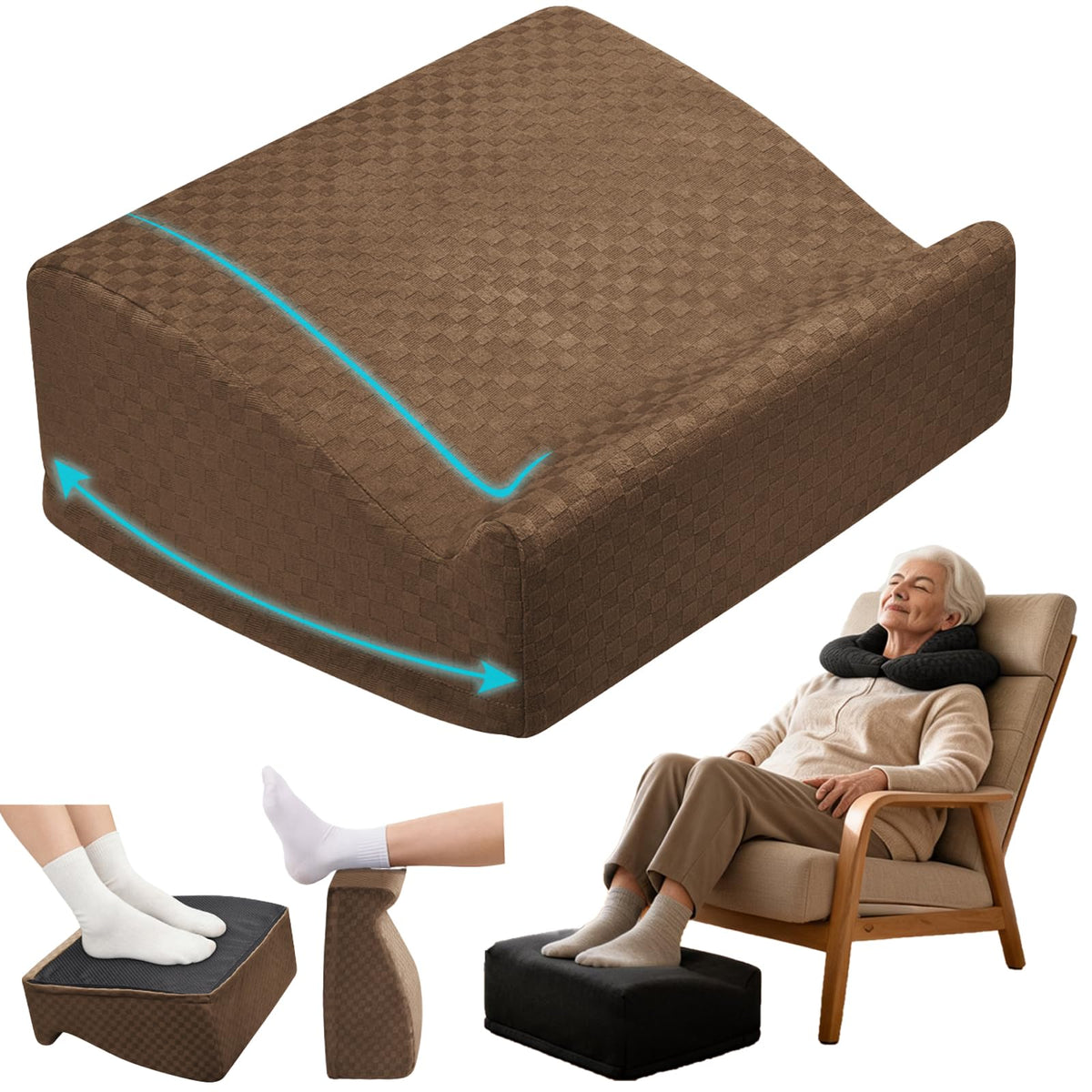 Foot Rest Under Desk with Rocking Base | Gray Velvet