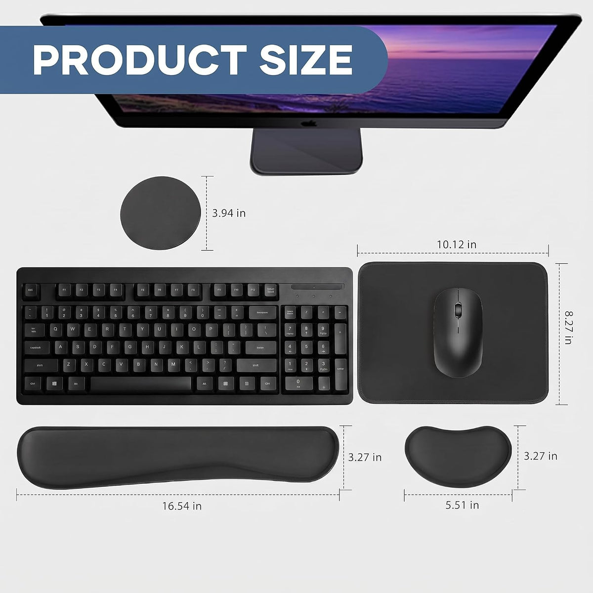 Office Ergonomic Memory Foam Computer Mouse and Keyboard Wrist Rest pad Support Carpal Tunnel, Wrist Rest for Keyboard and Mouse, Wrist Support Set