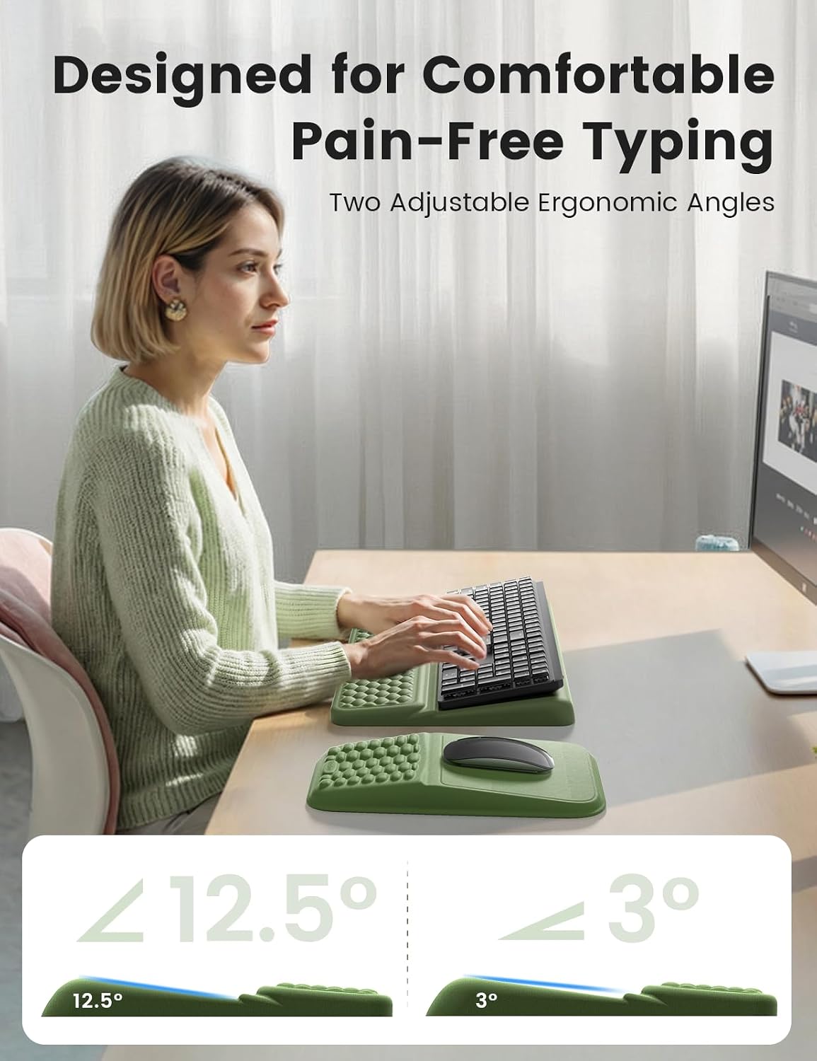 Vaydeer Keyboard Stand and Mouse Pad Set, Soft Memory Foam Wrist Rest