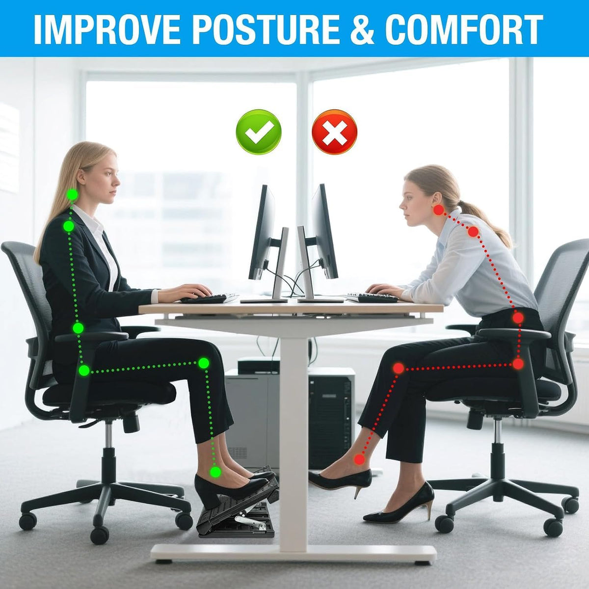 Adjustable Foot Rest Under Desk for Office,Home, Gaming & Study
