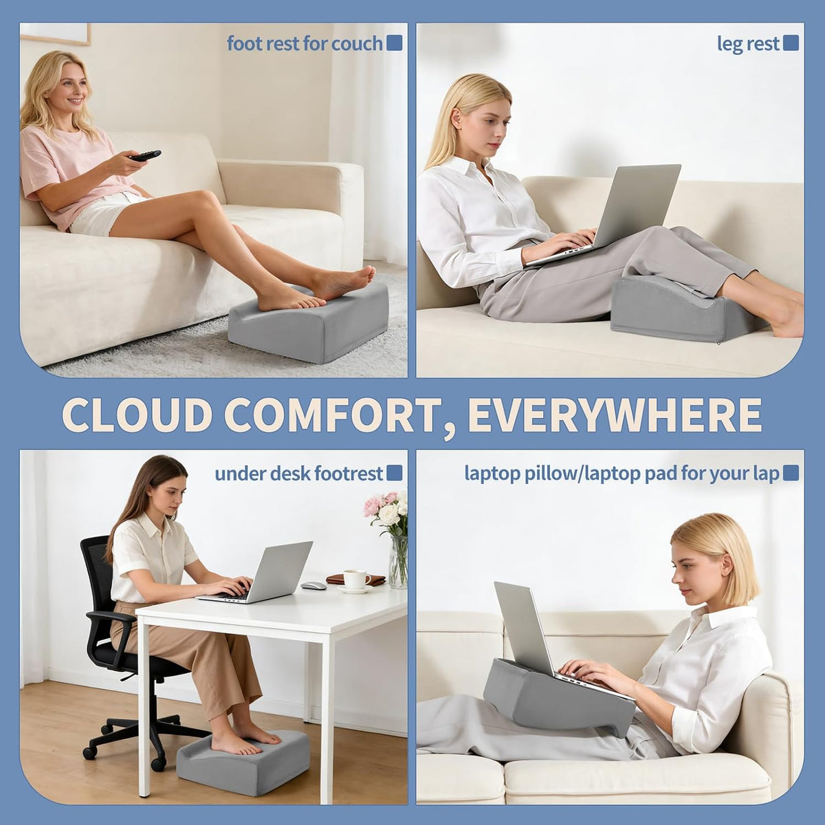 Foot Rest Under Desk with Rocking Base | Gray Velvet