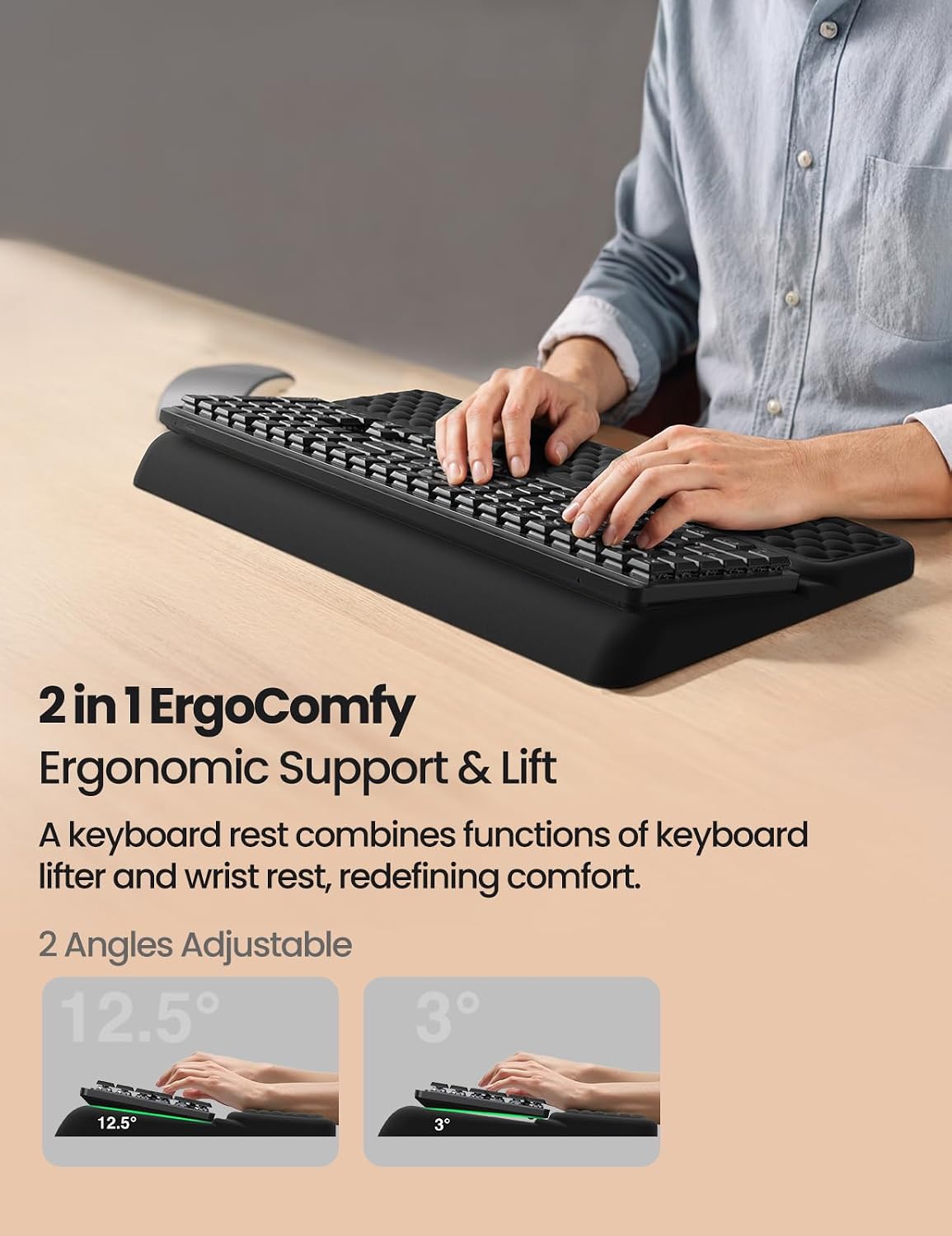 Vaydeer Wrist Rest with Keyboard Stand Computer Ergonomic Wrist Support Pad