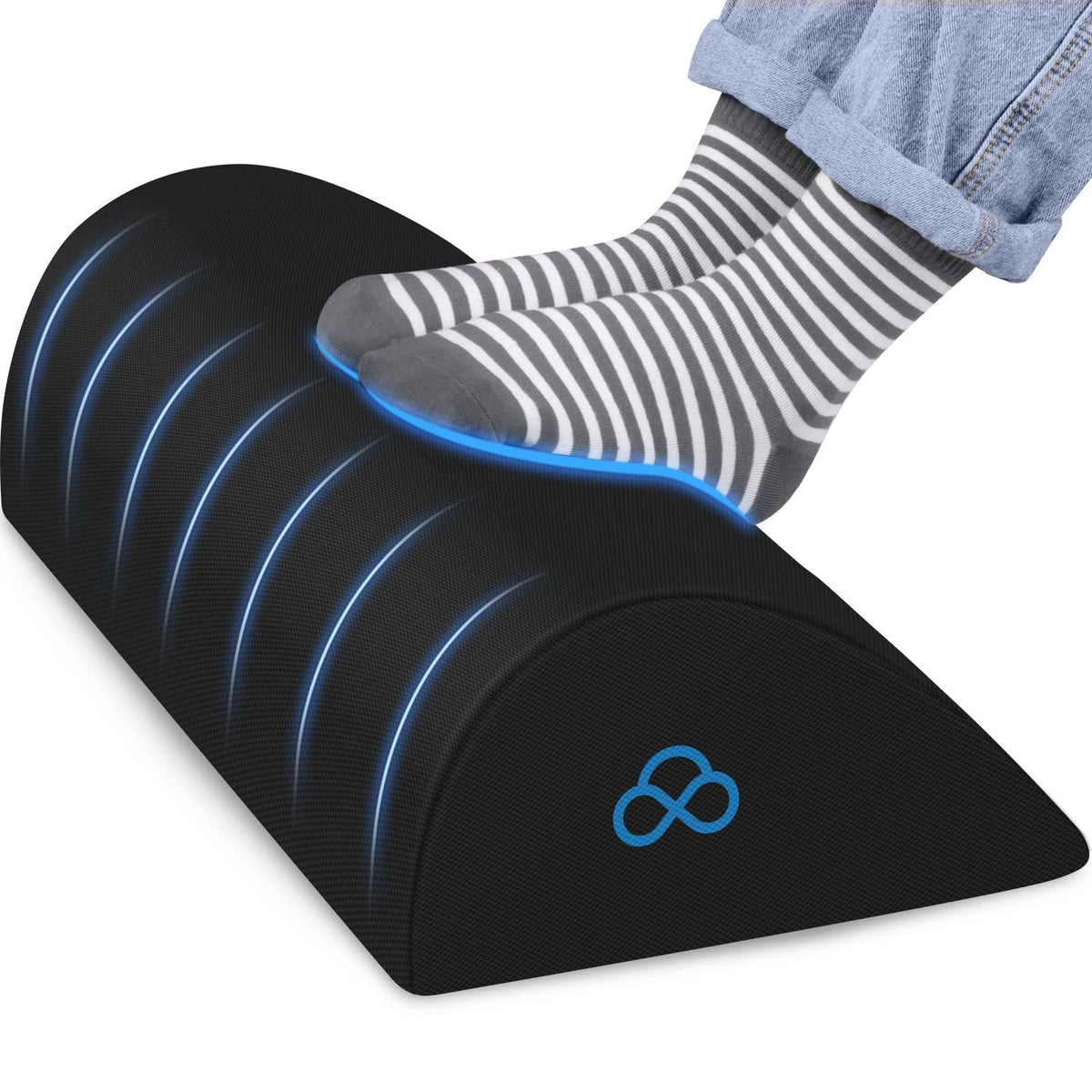 Foot Rest Ergonomic Pillow for Under Desk at Work, Anti-Fatigue,Black/Large