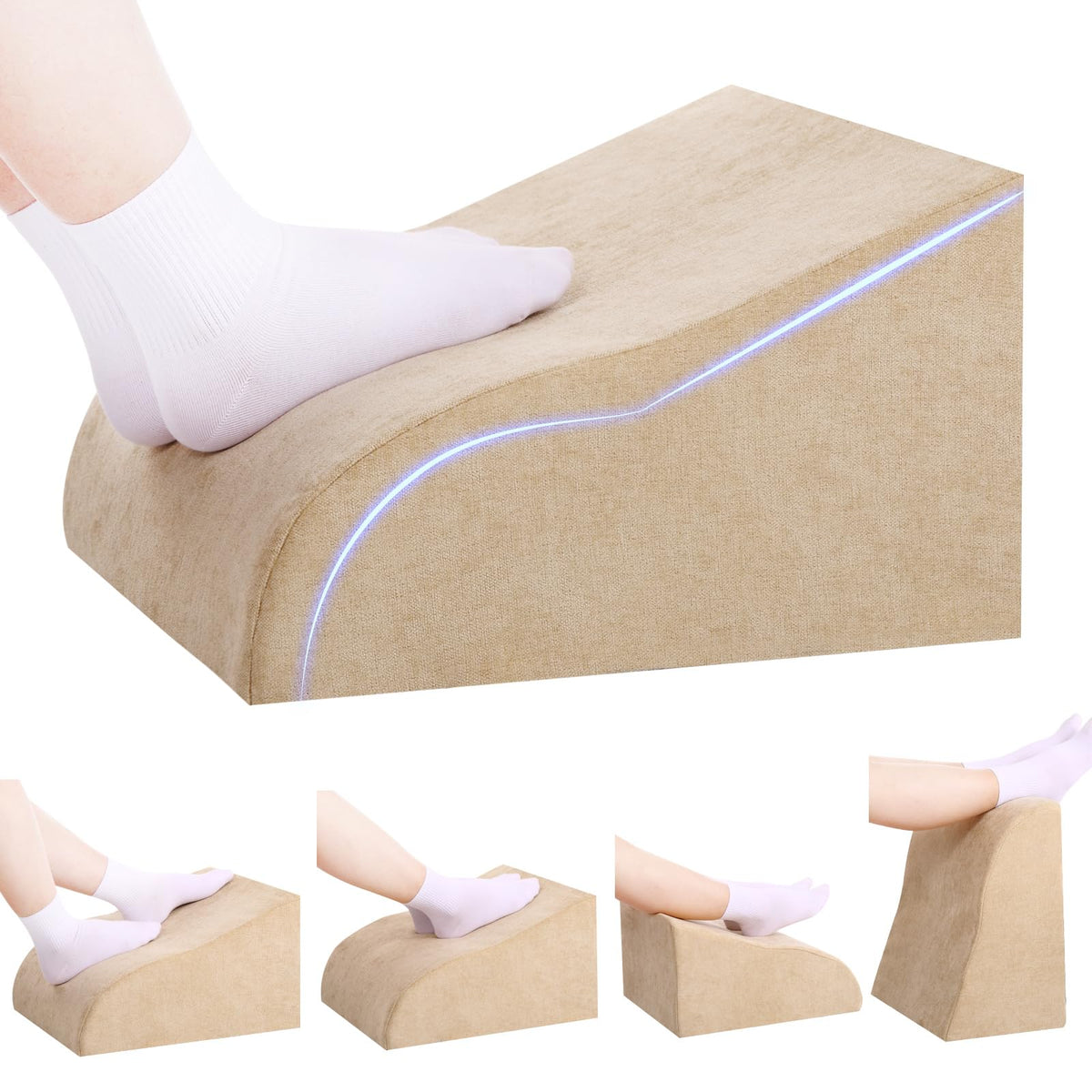 Foot Rest for Under Desk at Work, Ergonomic Under Desk Footrest with Washable Cover for Office, Home & Gaming Leg Elevation Pillow Black