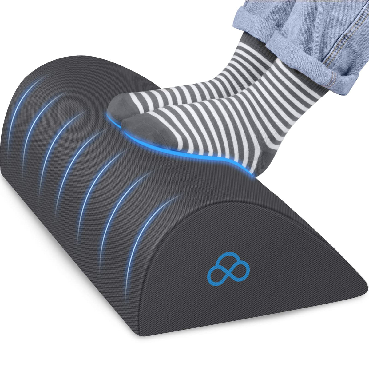 Foot Rest Ergonomic Pillow for Under Desk at Work, Anti-Fatigue,Black/Large