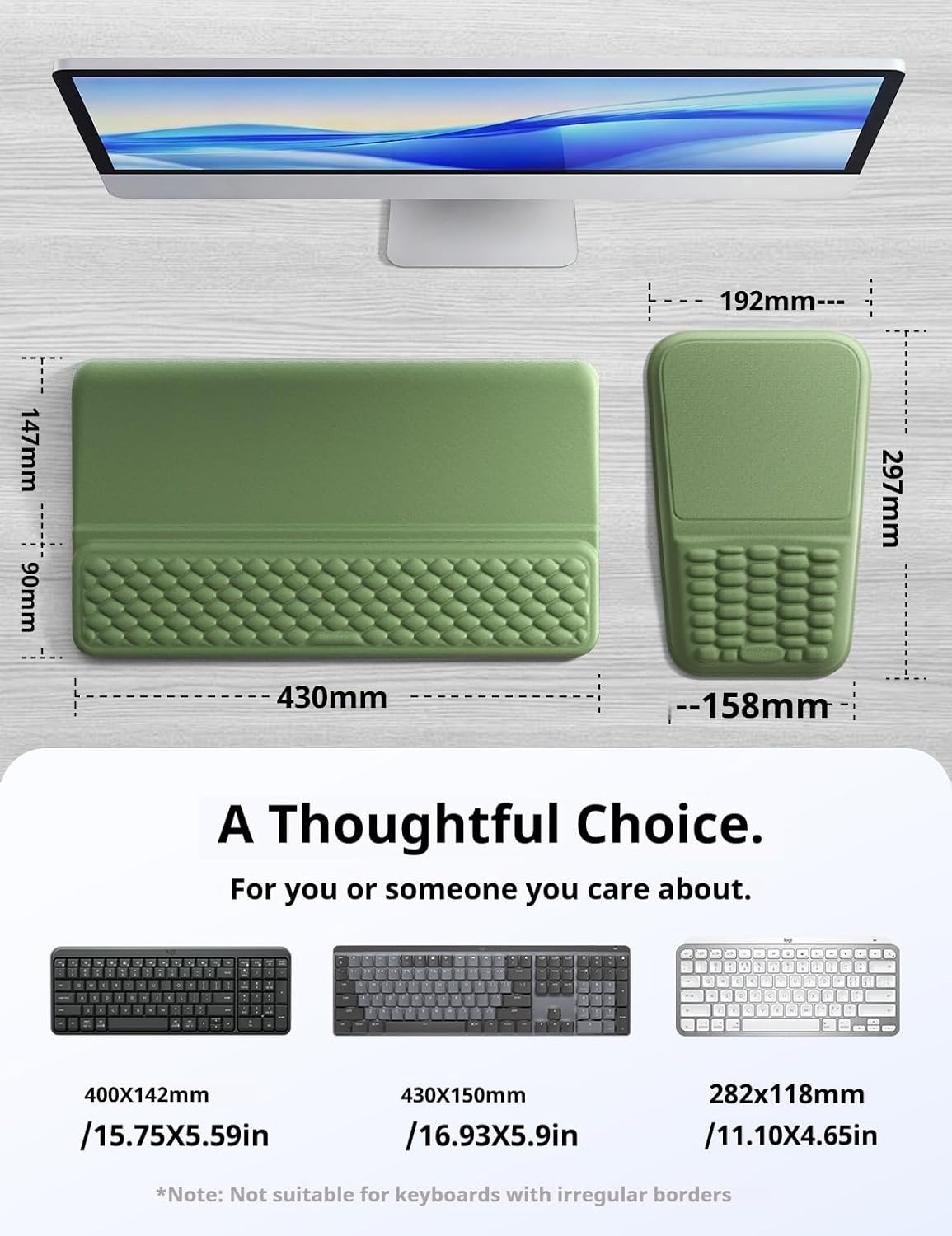 Vaydeer Keyboard Stand and Mouse Pad Set, Soft Memory Foam Wrist Rest