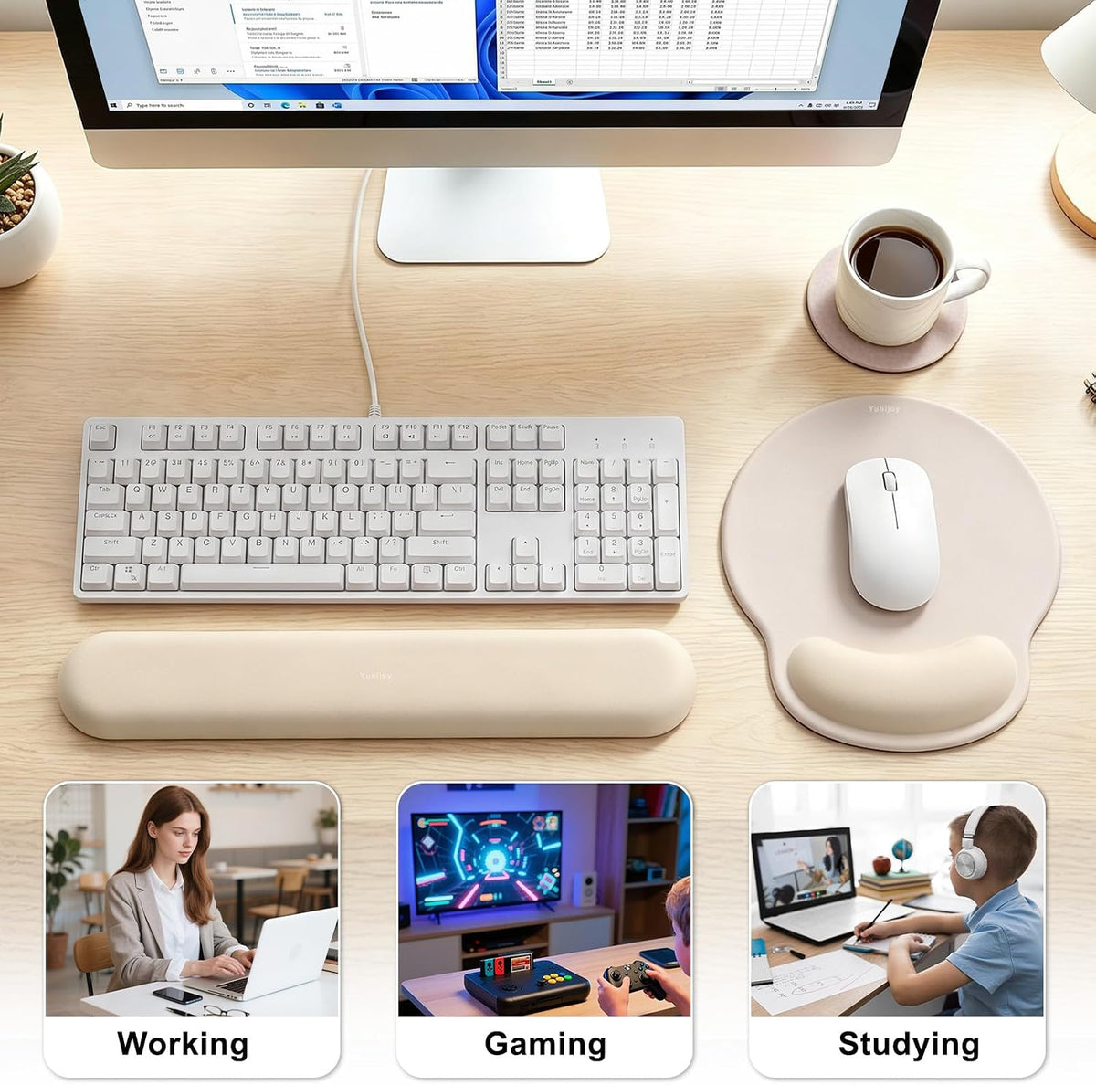 Ergonomic Mouse Pad with Wrist Rest, Mouse Pads for Desk Wrist Support
