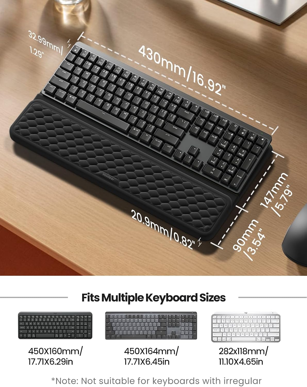 Vaydeer Wrist Rest with Keyboard Stand Computer Ergonomic Wrist Support Pad