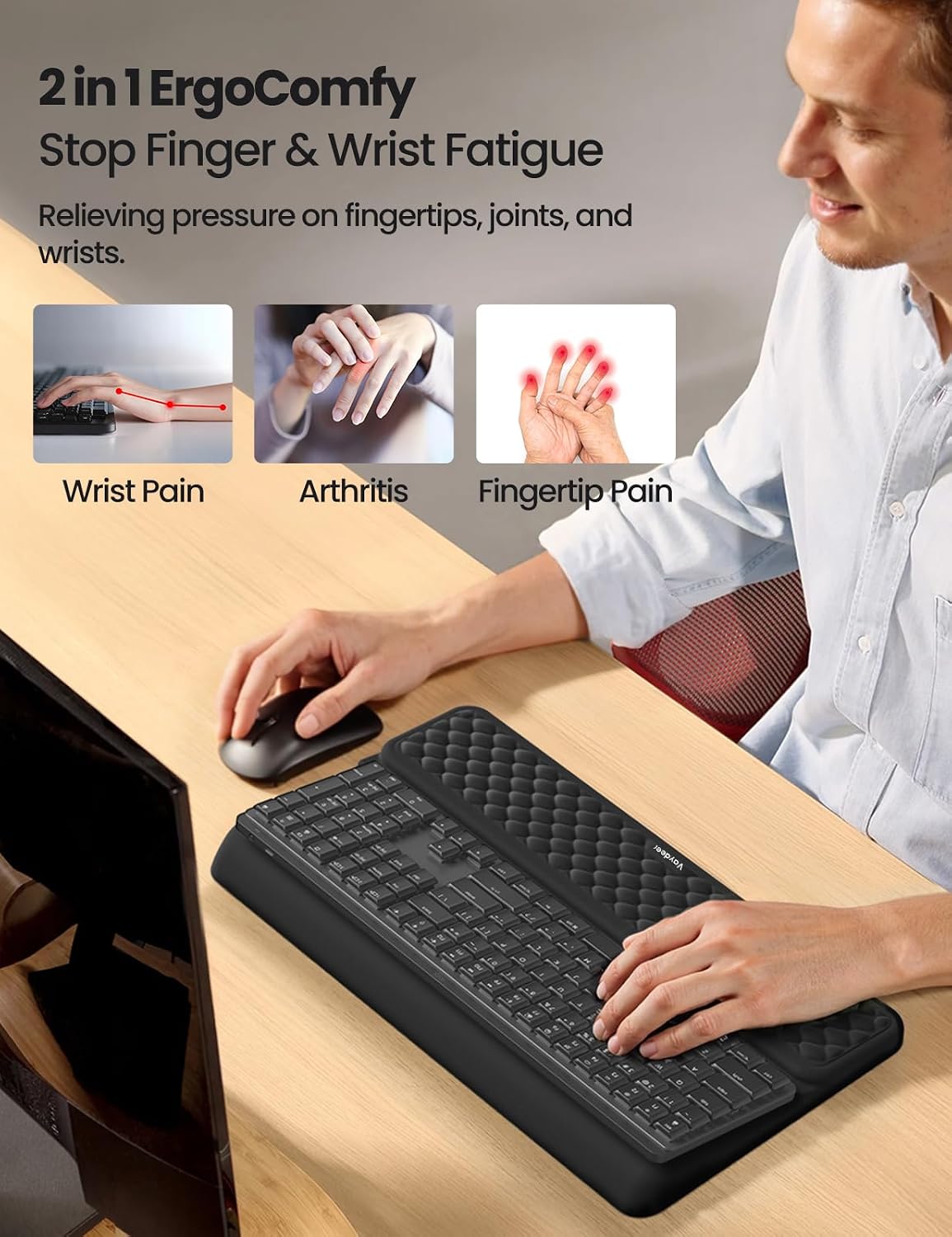 Vaydeer Wrist Rest with Keyboard Stand Computer Ergonomic Wrist Support Pad