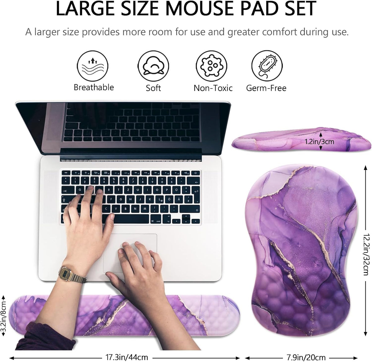 Ergonomic Mouse Pad with Wrist Support and Keyboard Wrist Rest Set