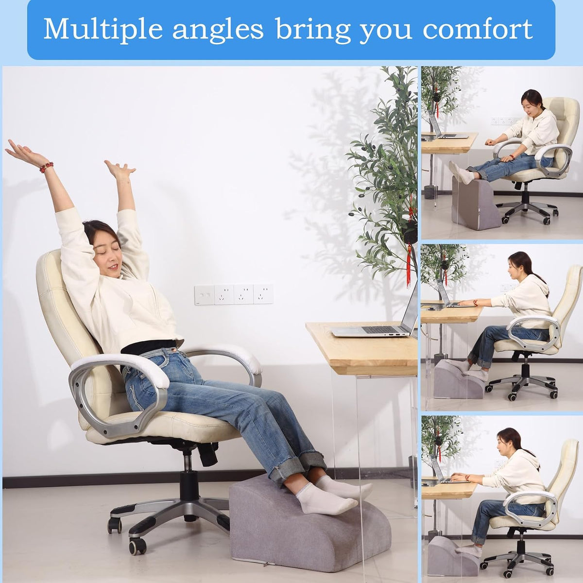 Foot Rest for Under Desk at Work.Multifunctional 3-Tier Foot Stool