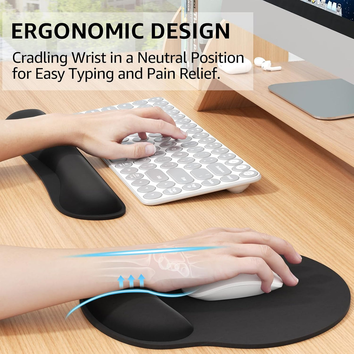 KTRIO Keyboard Wrist Rest & Mouse Pad with Wrist Rest, Black