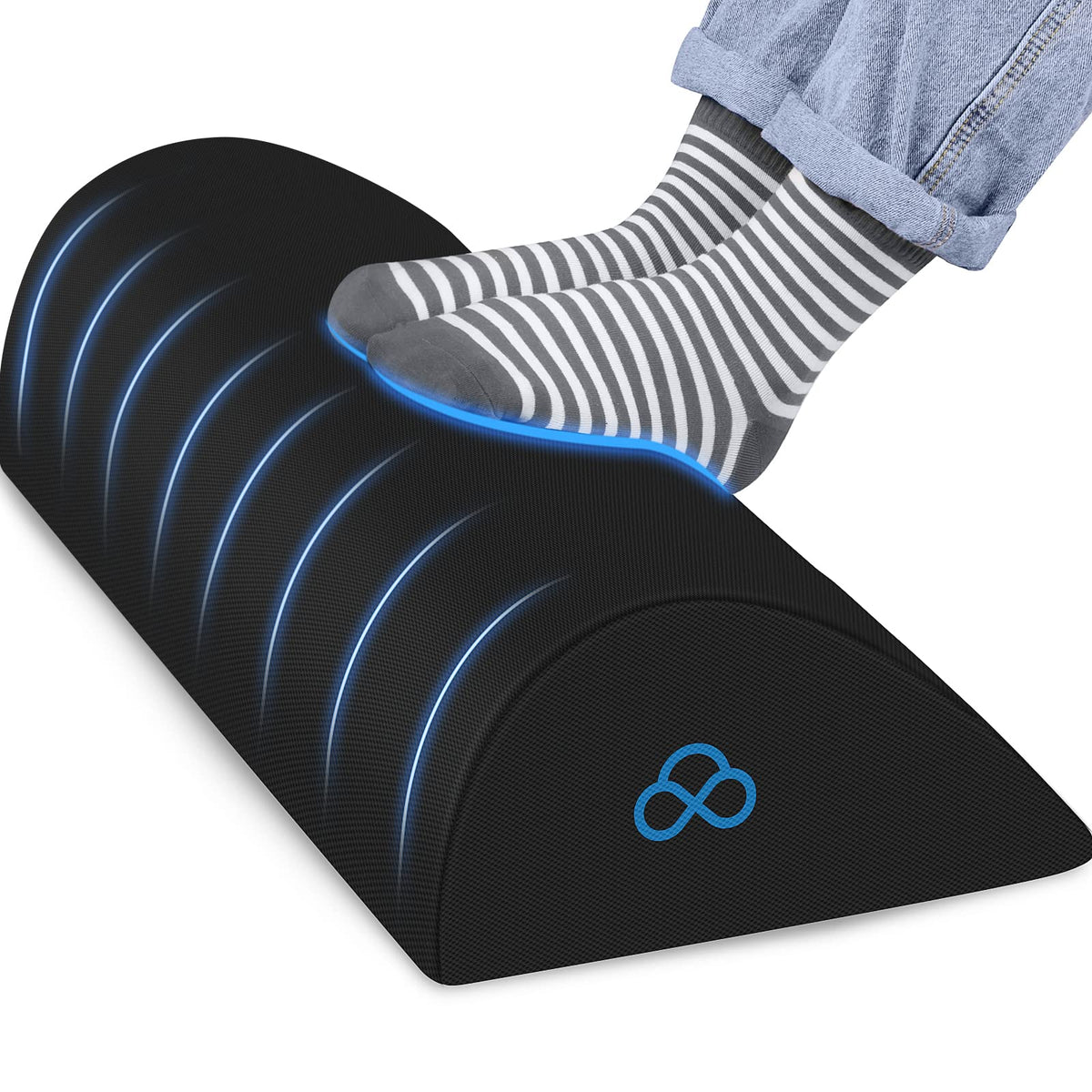 Foot Rest Ergonomic Pillow for Under Desk at Work, Anti-Fatigue,Black/Large