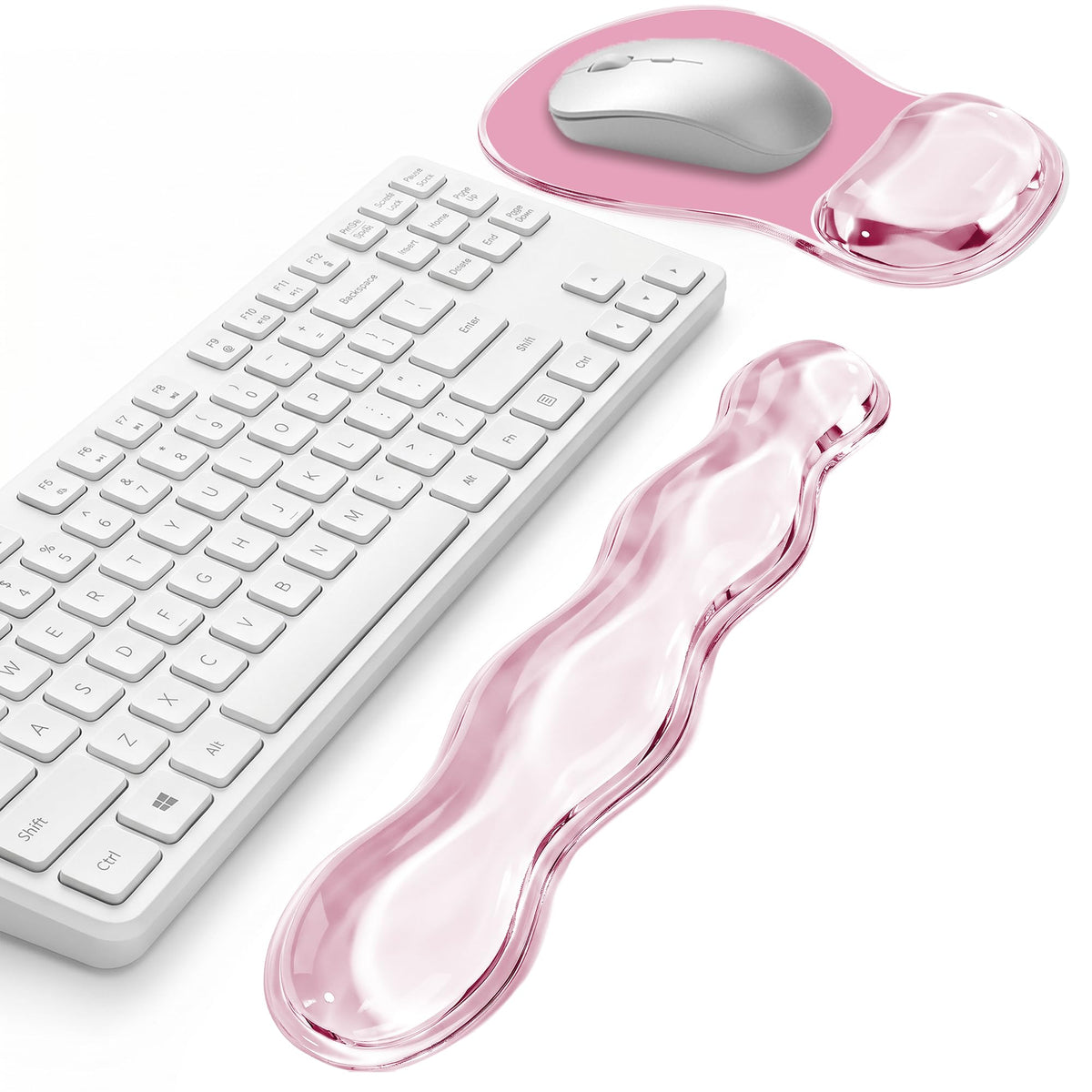 Keyboard Wrist Rest Set — Ergonomic Cloud Gel Wrist Rest Keyboard and Mouse Pad, Non-Slip Desk Accessories for Office and Home（White）