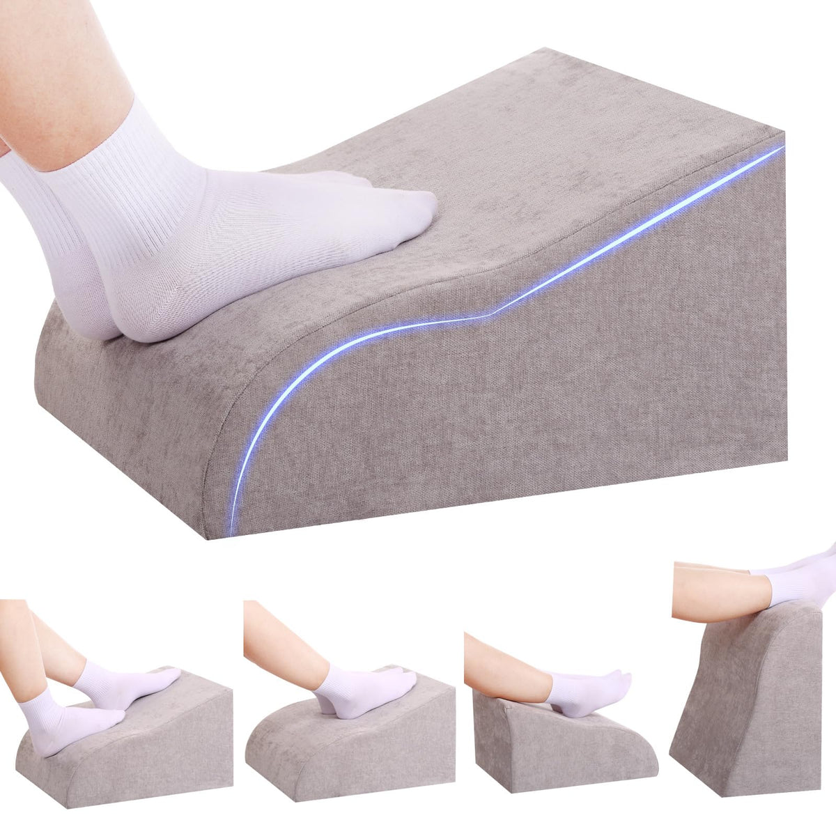Foot Rest for Under Desk at Work, Ergonomic Under Desk Footrest with Washable Cover for Office, Home & Gaming Leg Elevation Pillow Black