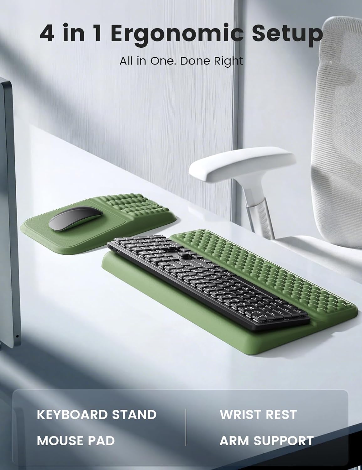 Vaydeer Keyboard Stand and Mouse Pad Set, Soft Memory Foam Wrist Rest