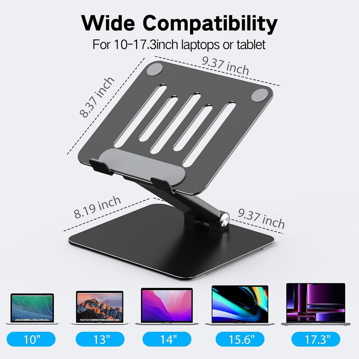 Tonmom Adjustable Laptop Stand for Desk, Metal Foldable Laptop Riser