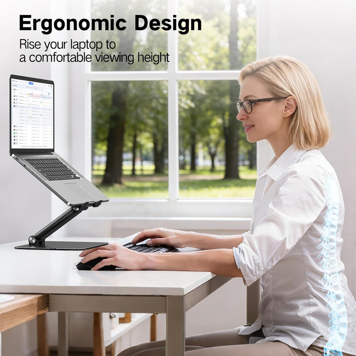 Tonmom Adjustable Laptop Stand for Desk, Metal Foldable Laptop Riser