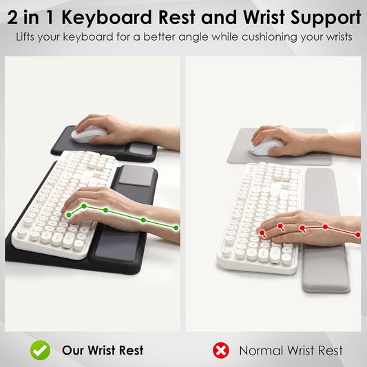 3-in-1 Ergonomic Keyboard Stand & Mouse Pad Set with Wrist Rest, Black