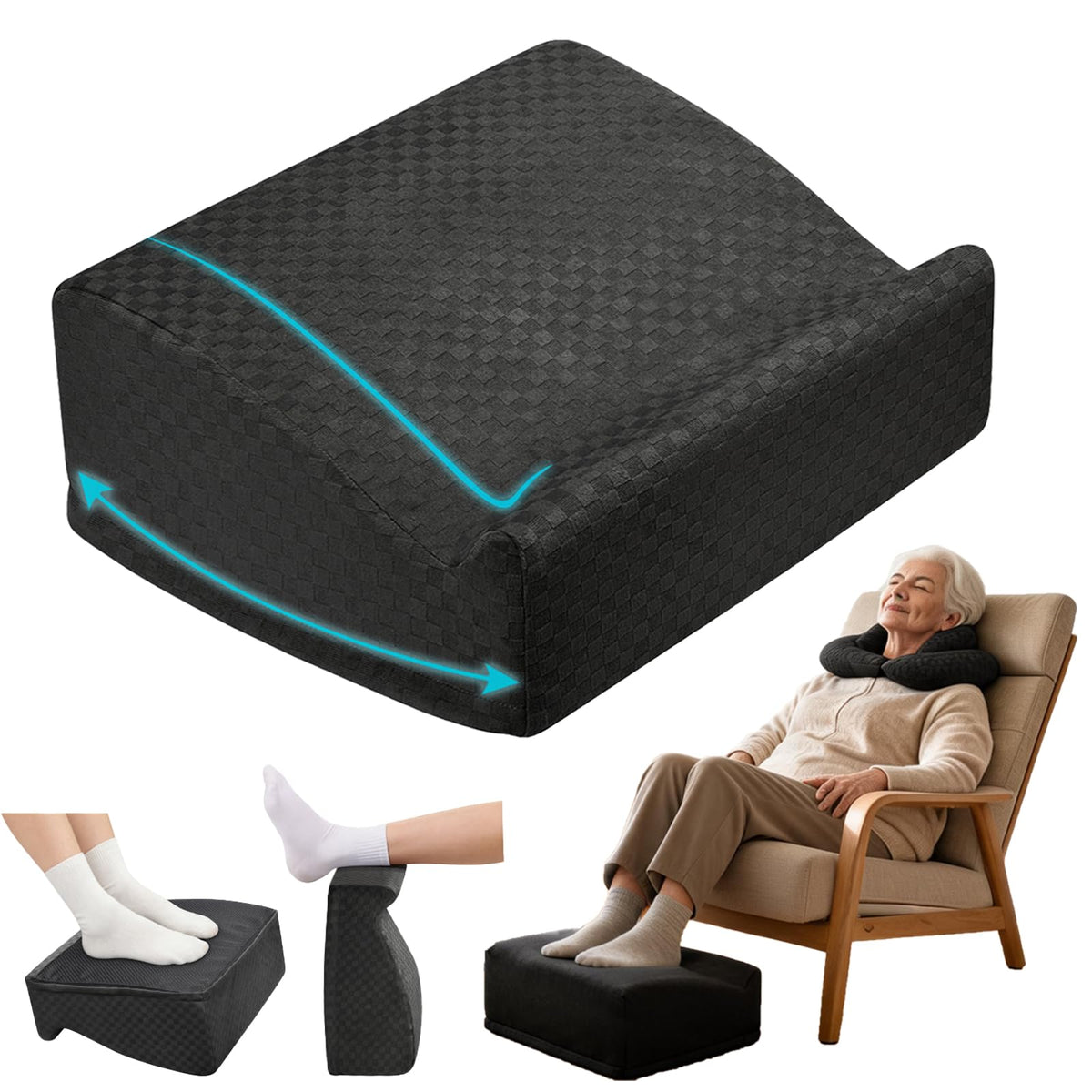 Foot Rest Under Desk with Rocking Base | Gray Velvet