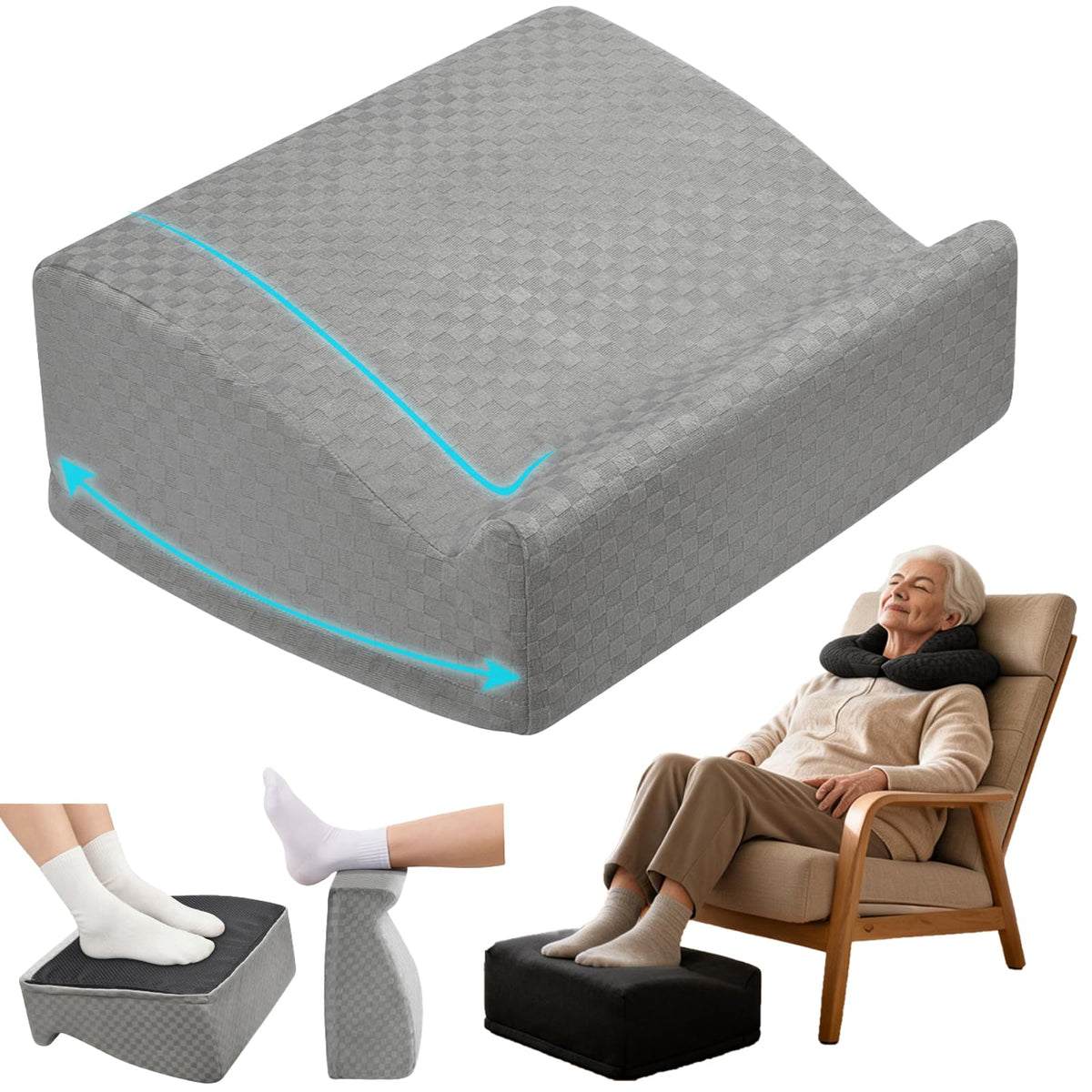 Foot Rest Under Desk with Rocking Base | Gray Velvet