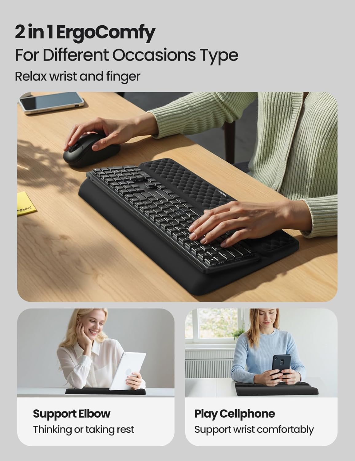 Vaydeer Wrist Rest with Keyboard Stand Computer Ergonomic Wrist Support Pad
