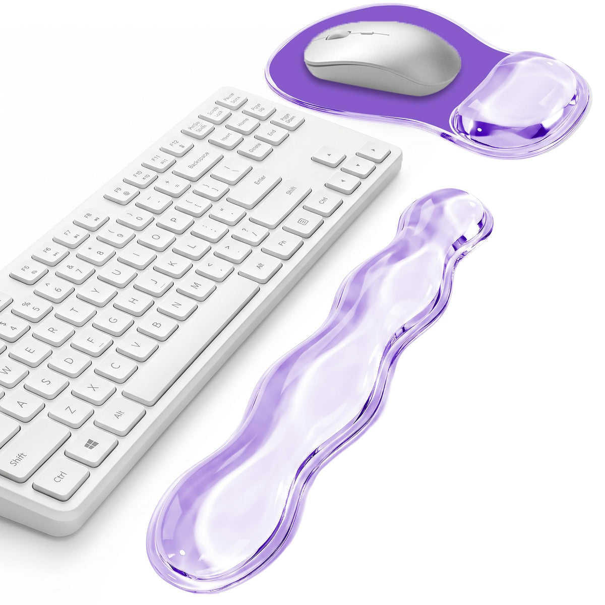 Keyboard Wrist Rest Set — Ergonomic Cloud Gel Wrist Rest Keyboard and Mouse Pad, Non-Slip Desk Accessories for Office and Home（White）