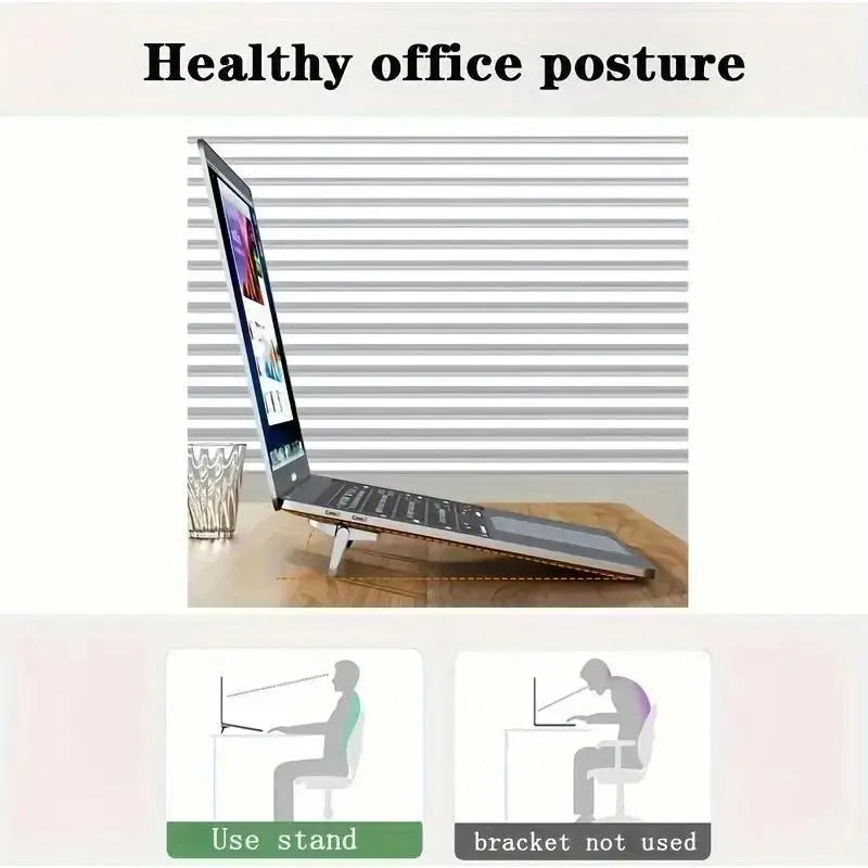 2-Piece Ergonomic Adjustable Ventilated Universal Laptop Stand Set, Portable Notebook Holder, Desk Accessories, Computer Stand for Laptop, Home Office Desk Riser