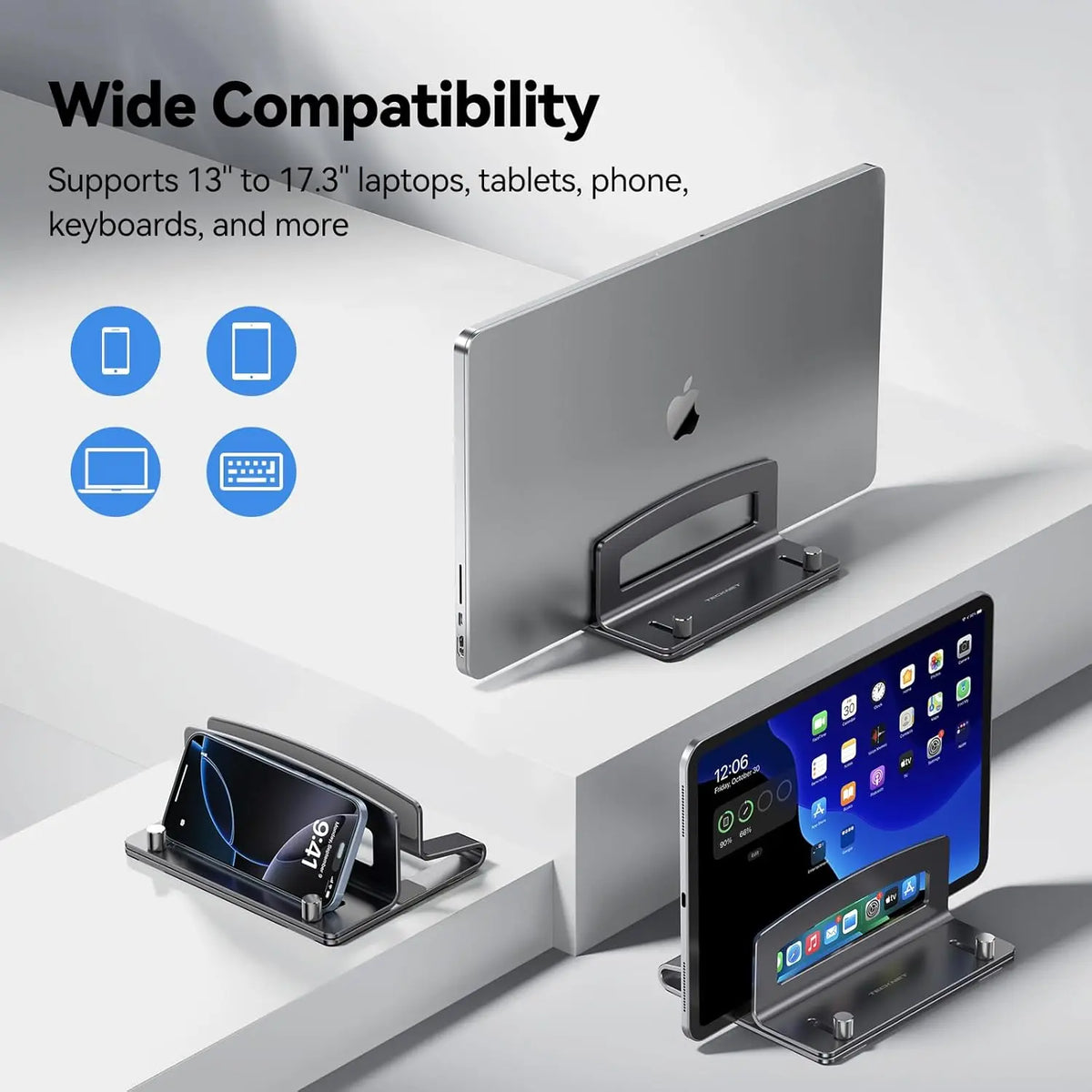 Vertical Laptop Stand, Adjustable  Laptop Stand (Fits Up to 17.3"), Space-Saving Vertical Stand with Non-Slip & Scratch-Resistant , Compatible with MacBook Pro/Air, ,