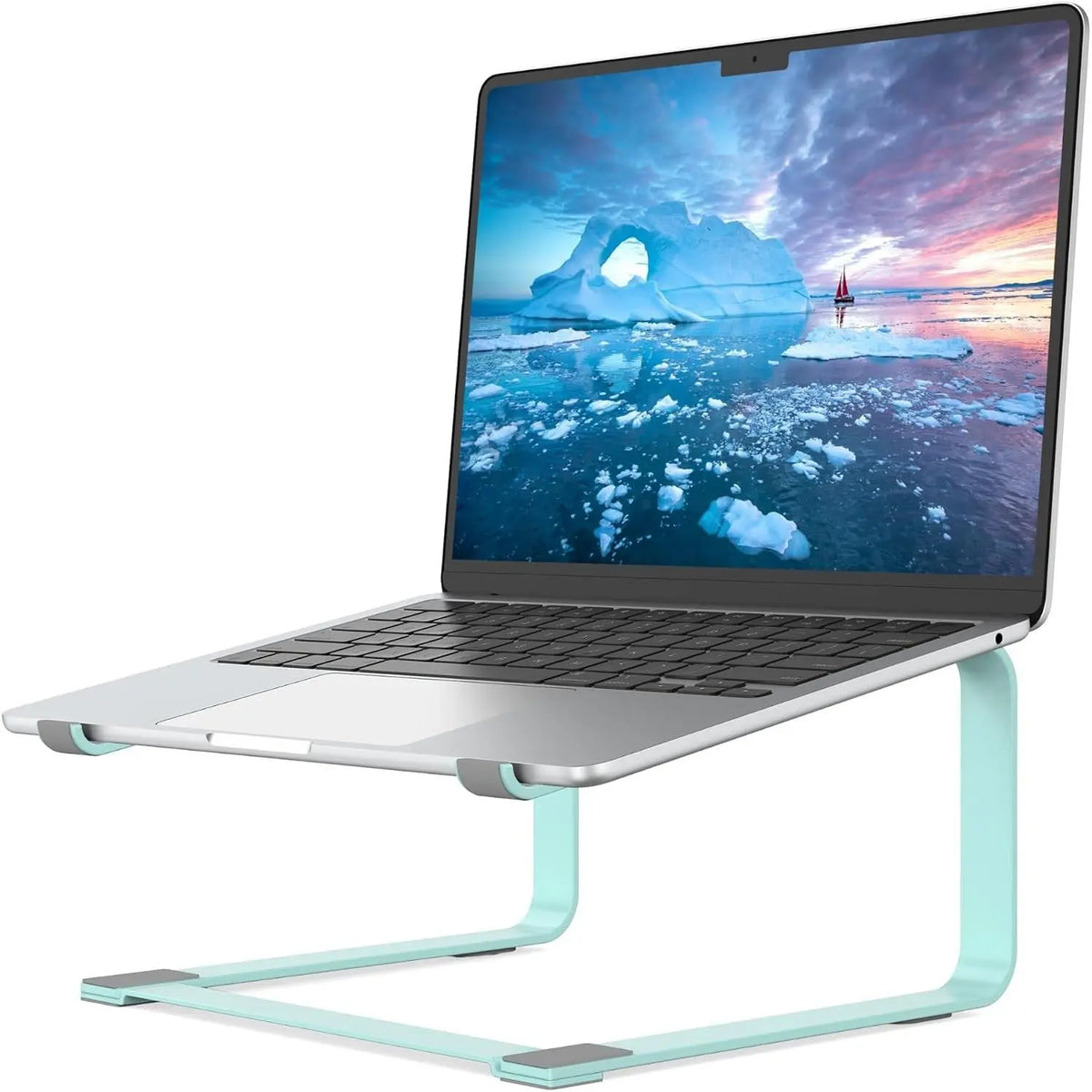 Ergonomic Metal Laptop Stand for Desk, Fits 12-17.3 Inch Laptops, Heavy Duty Stable Desktop Riser, Improves Eye Level & Workspace Organization, SilverGift