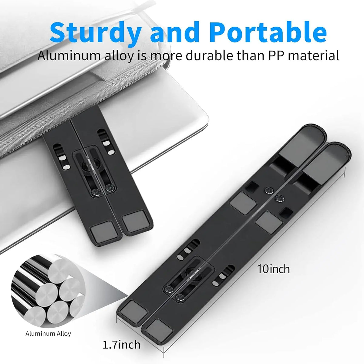 Laptop Stand for Desk, Adjustable Foldable  Riser, Black | Supports  10-15.6 inch laptops and tablets with adjustable height and angle for improved comfort