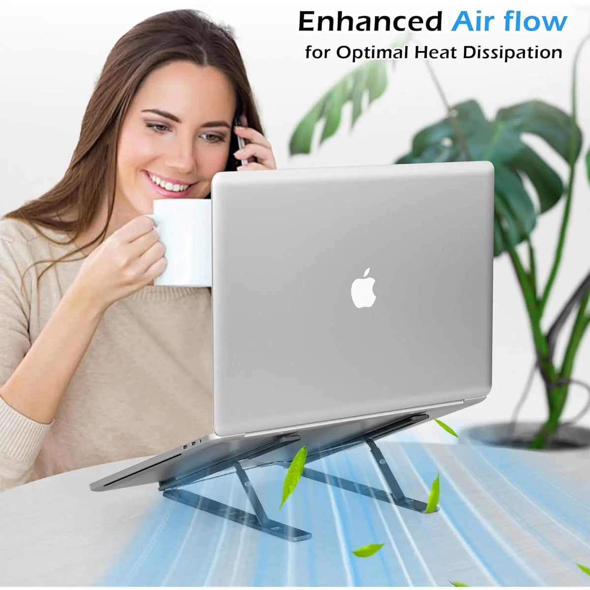 Laptop Stand for Desk - Aluminum Adjustable Foldable Portable Laptop Riser,Ergonomic Laptop Holder,Ventilated Cooling Computer Stand for 10 13 14 15 15.6 17 Inch Laptops, Tablets-Black