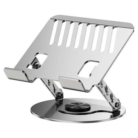 360° Rotatable Adjustable Aluminum Laptop Stand & Tray, 2-in-1 Foldable Controllable Angle Hub for Laptop & Mobile, Ergonomic Portable Compact Travel-Friendly for Office & Home Use, Laptop Stands & Trays, 360° Rotatable Laptop Stands & Trays