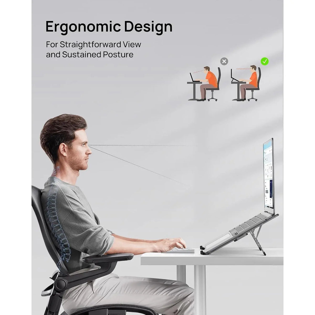 Ultra Compact Foldable & Portable Laptop Stand for Desk, Lightweight Tablet Stand for Business Travel, Library, Cafe, 6-Level Height Ergonomic Aluminum Computer Holder for 10-16" LaptopsGift