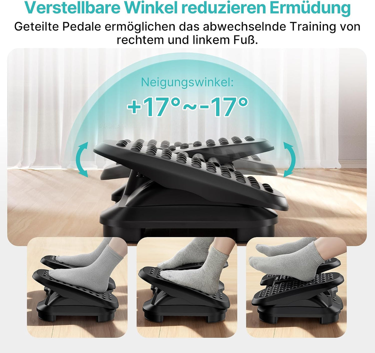 PEGZONE Under Desk Foot Rest with Massage Texture and Roller, 2 Heights