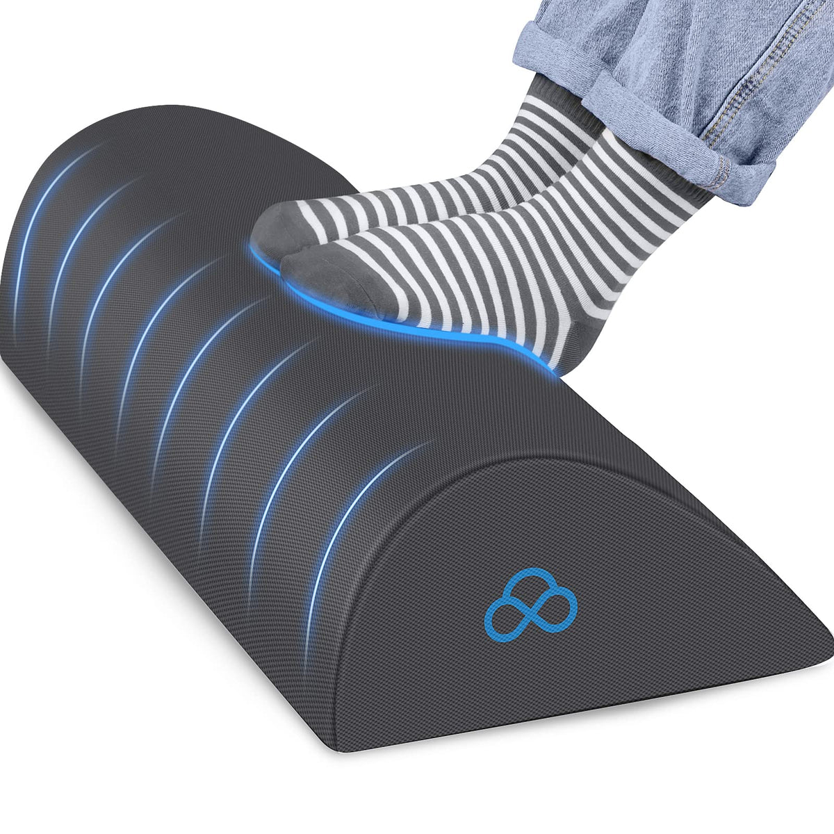 Foot Rest Ergonomic Pillow for Under Desk at Work, Anti-Fatigue,Black/Large