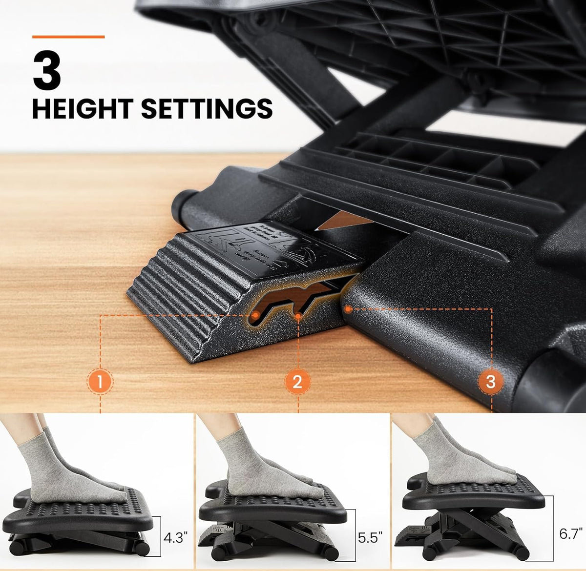 ErGear Adjustable Footrest Under Desk with 3 Height Settings