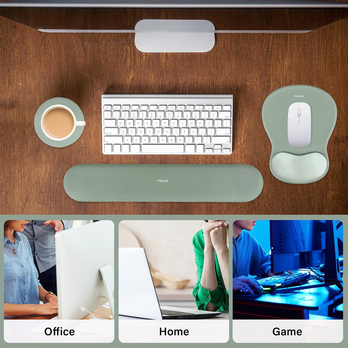 MOSISO Wrist Rest Support for Mouse Pad&Keyboard Set, Green