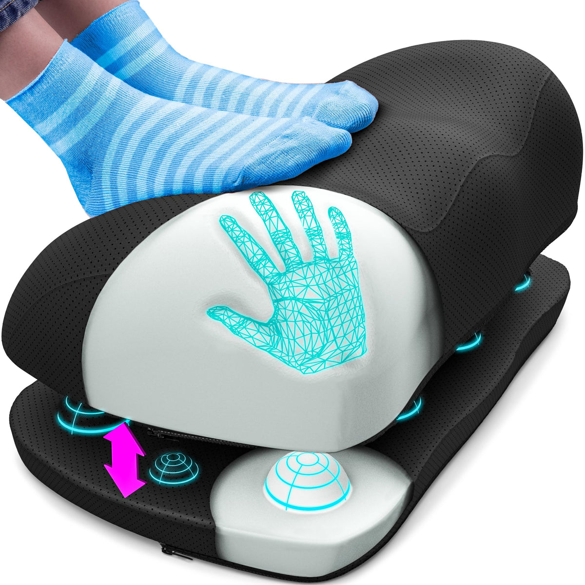 Everlasting Comfort Foot Rest for Under Desk at Work - Memory Foam Office Foot Stool & Under Desk Footrest Leg Elevation Pillow for Gaming & Home Office, Supports Posture